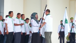 Pengukuhan Pengurus DPC HKTI Baubau, Buteng dan Wakatobi Oleh Ketua DPD HKTI Sultra Mayjend TNI (Purn) Andi Sumangerukka, SE di Gedung UM Convention Centre Sabtu (25/2/2023)