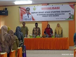 Suasana Sosialisasi Program Dapur Sehat Atasi Stunting (DASHAT) di Salah satu Hotel di Kota Baubau oleh DPPKB Kota Baubau
