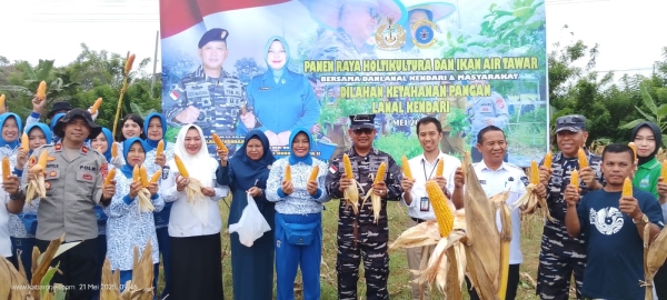 Dukung Kedaulatan Pangan, Danlanal Kendari Pimpin Panen Raya di Konsel